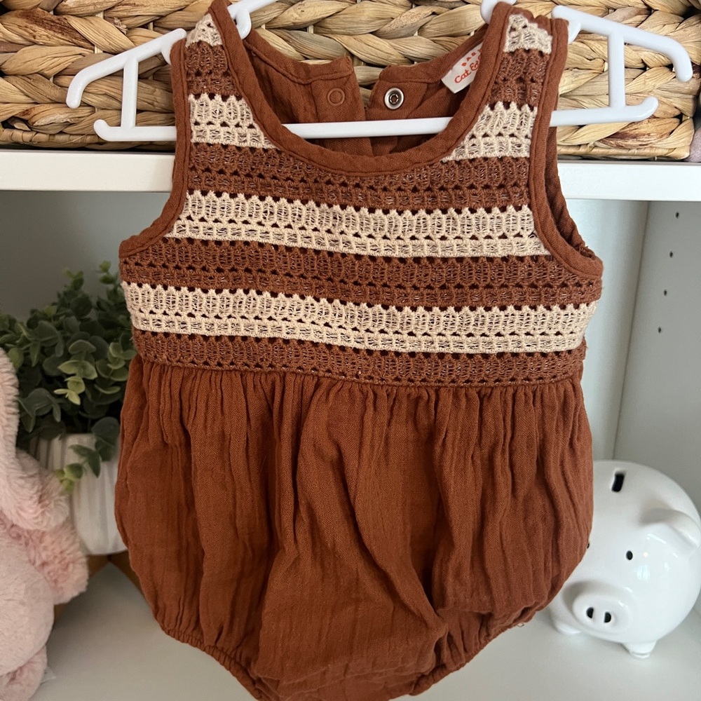 Brown and Cream Baby Romper